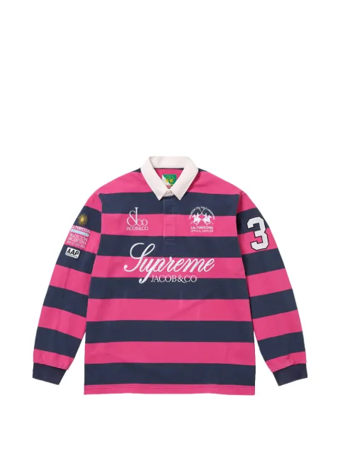 Supreme La Martina striped logo-embroidered rugby shirt