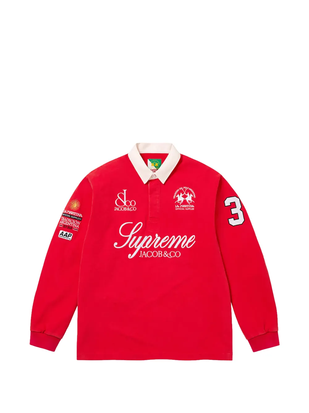 Supreme La Martina logo-print long-sleeve polo shirt - Rot