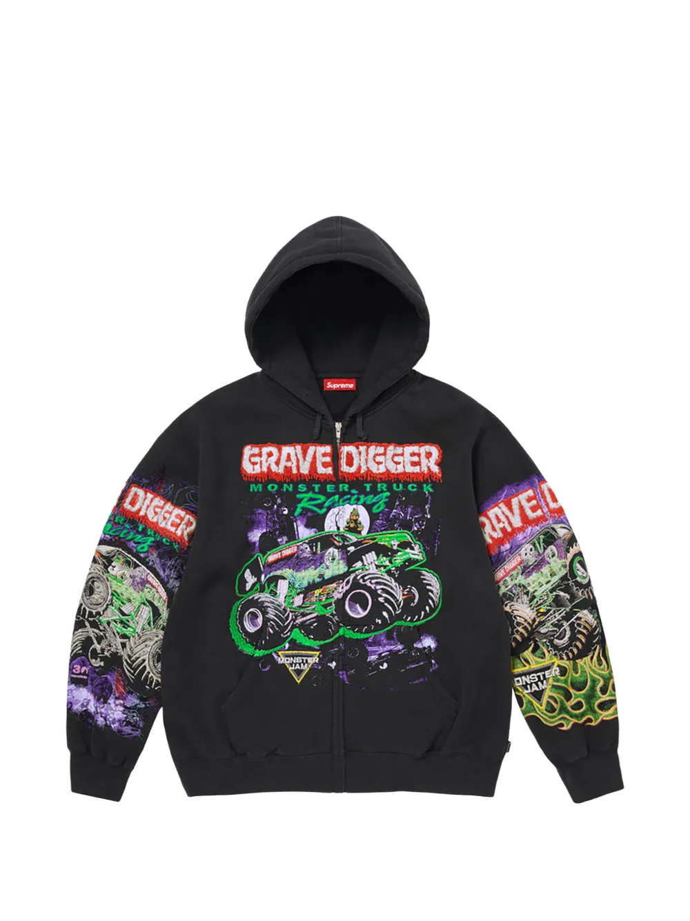 Supreme Grave Digger zip-up hoodie - Schwarz