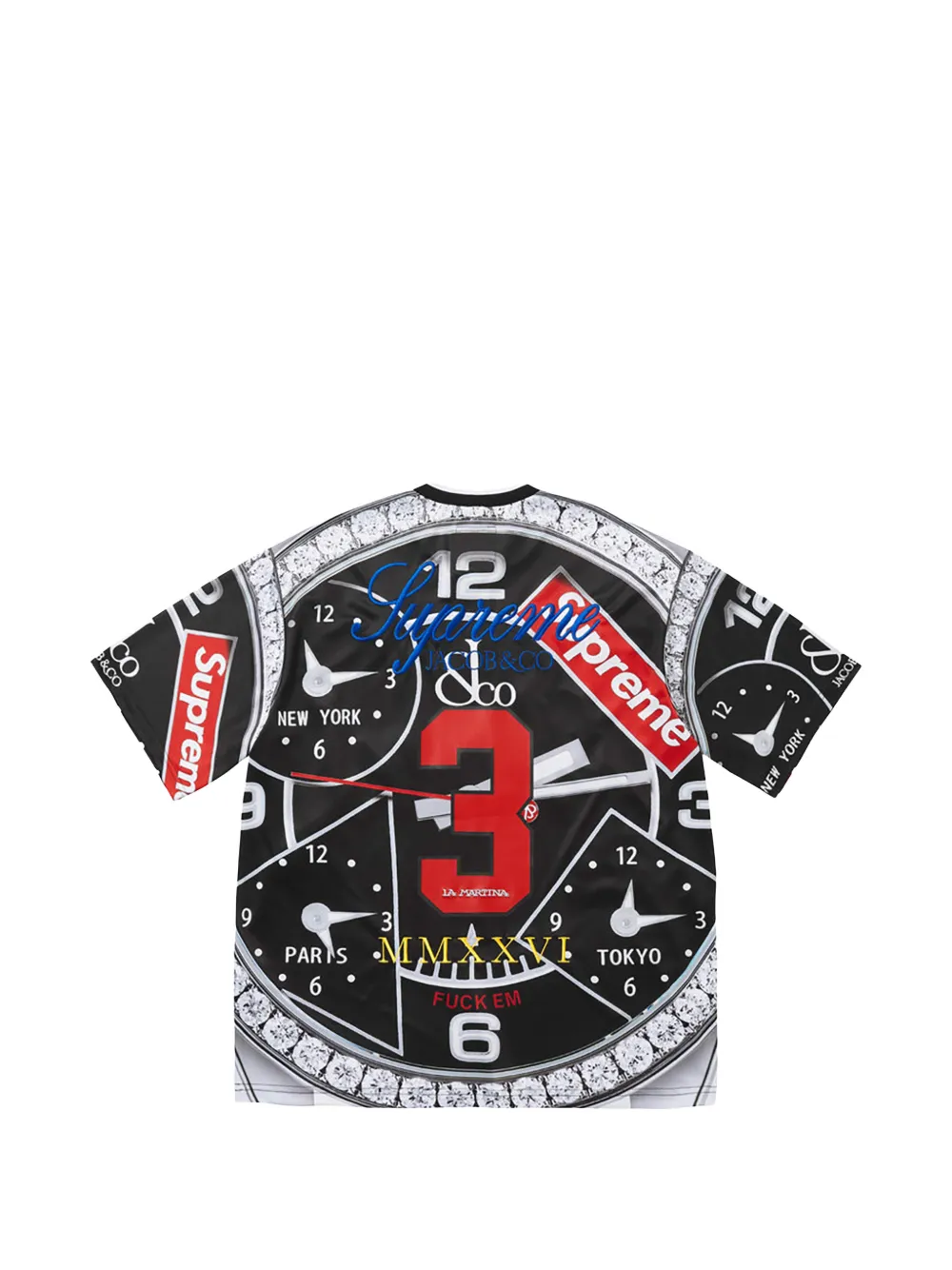 Supreme La Martina jersey met horlogeprint Zwart