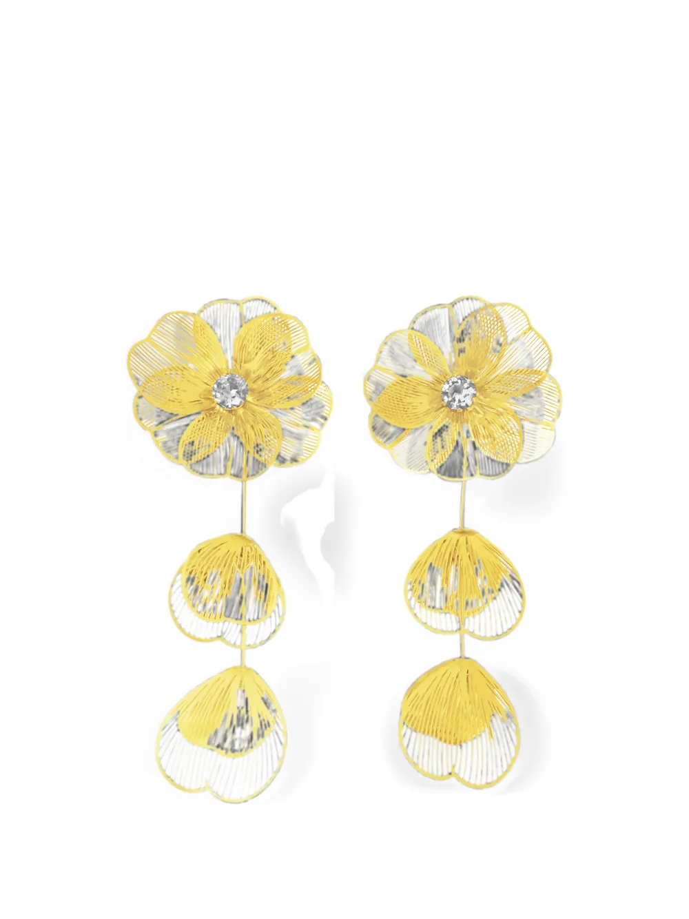 HZMER JEWELLERY Celestial Petal drop earrings - Oro
