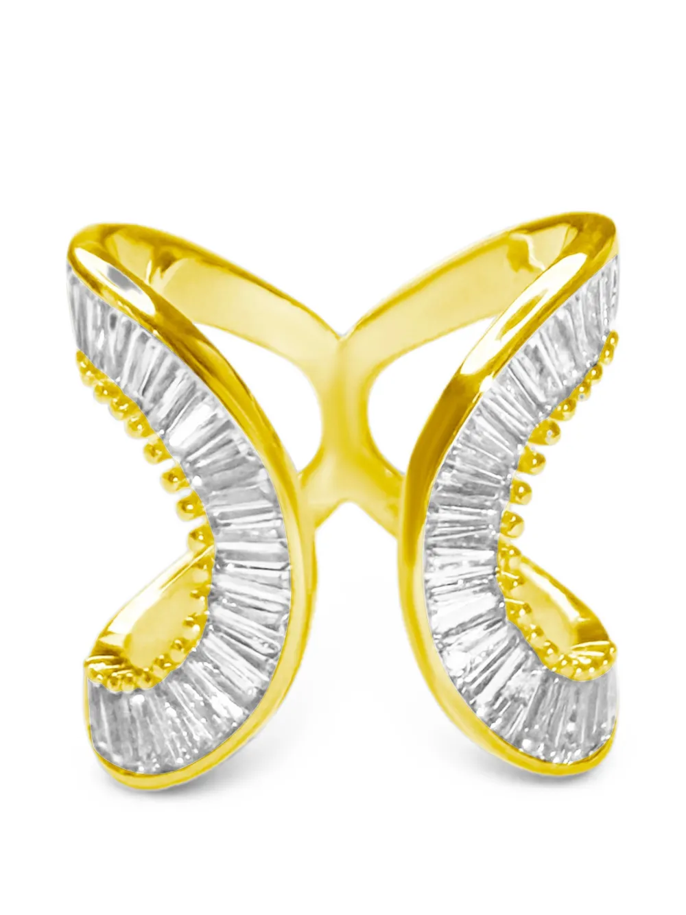 HZMER JEWELLERY Sitara baguette crystal ring - Oro