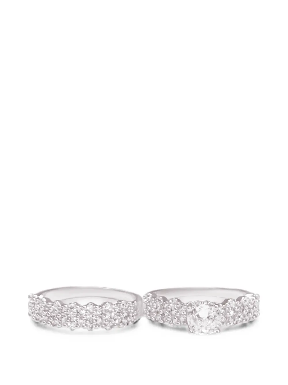 HZMER JEWELLERY Sitara crystal-embellished rings (set-of-two) - Argento