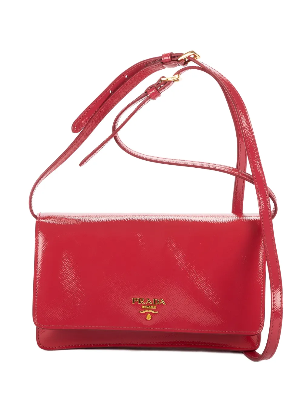 Prada Pre-Owned logo-plaque leather shoulder bag - Rosso
