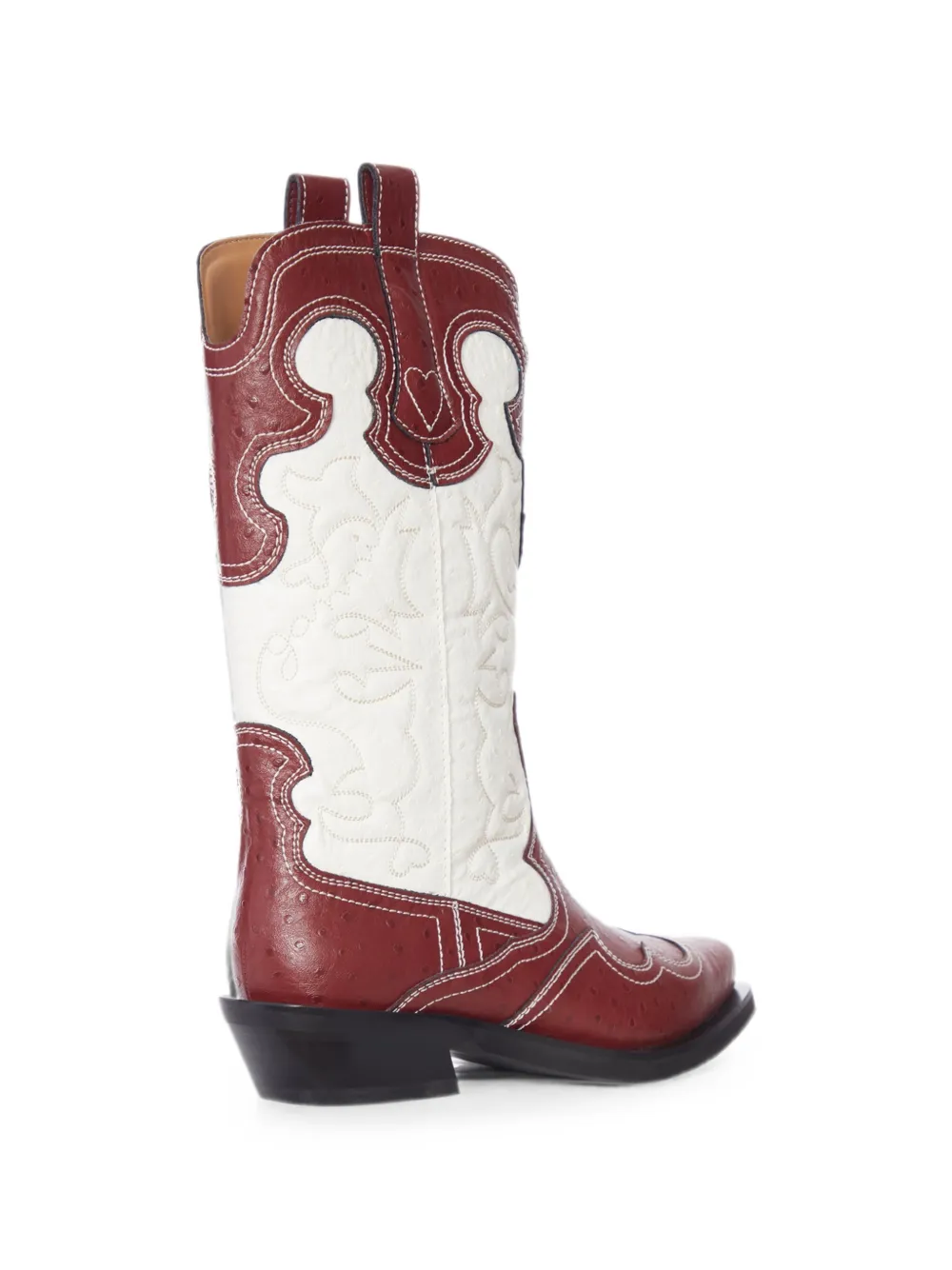 GANNI embroidered two-tone boots Rood