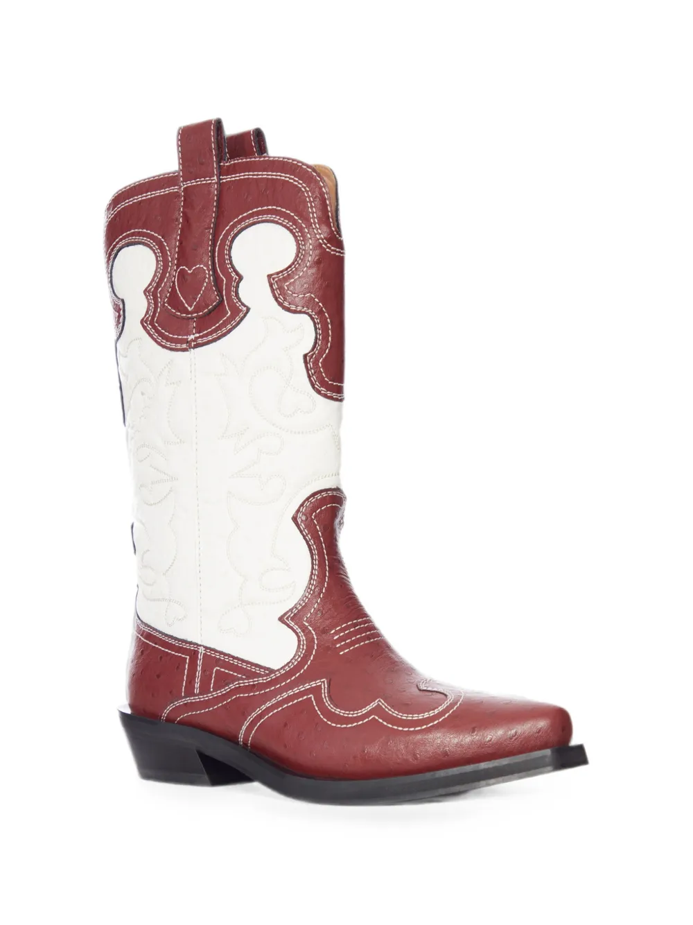 GANNI embroidered two-tone boots Rood