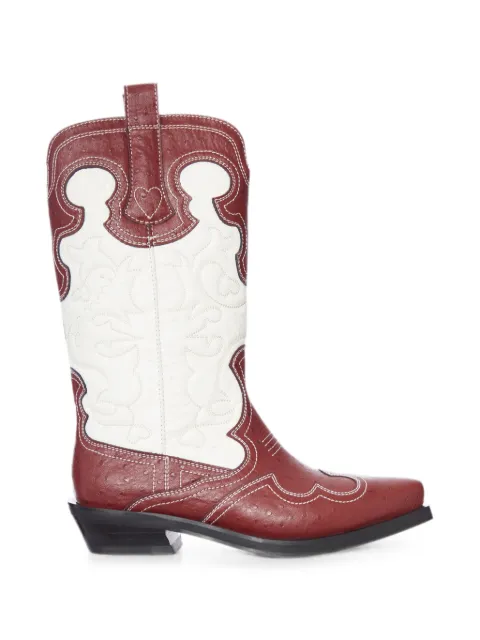 GANNI embroidered two-tone boots