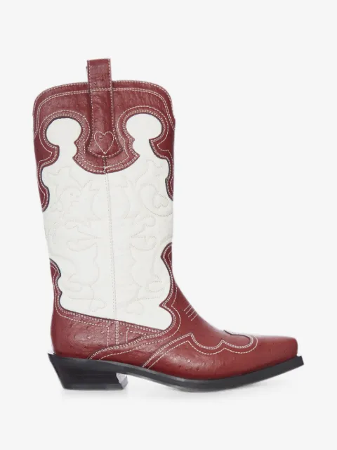 GANNI embroidered two-tone boots