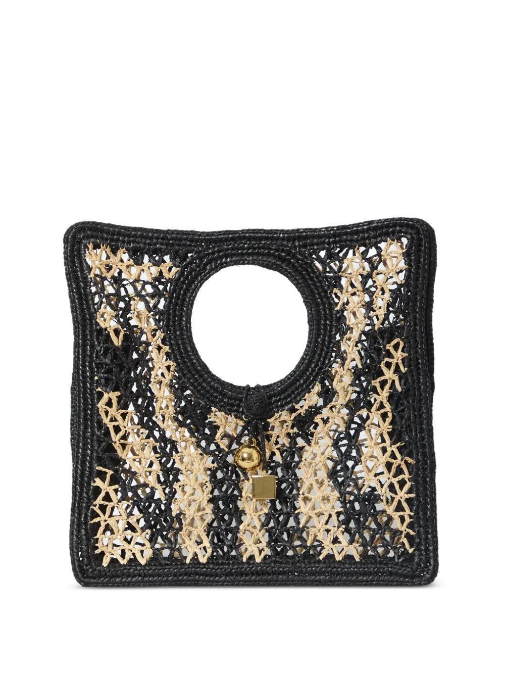 Jacquemus small The Spiaggia raffia tote bag - Nero