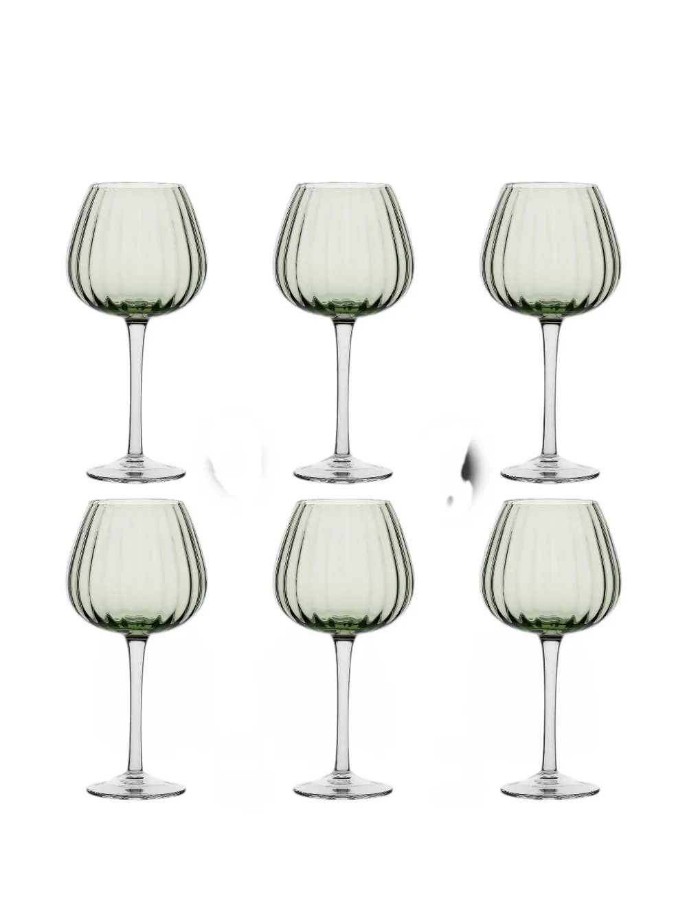 LA PORCELLANA BIANCA Prismia fluted wine glasses (set of six) - Bianco