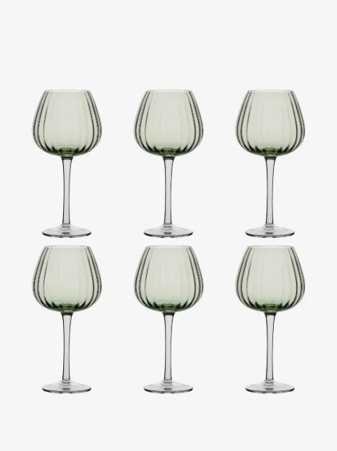 LA PORCELLANA BIANCA Prismia fluted wine glasses (set of six)