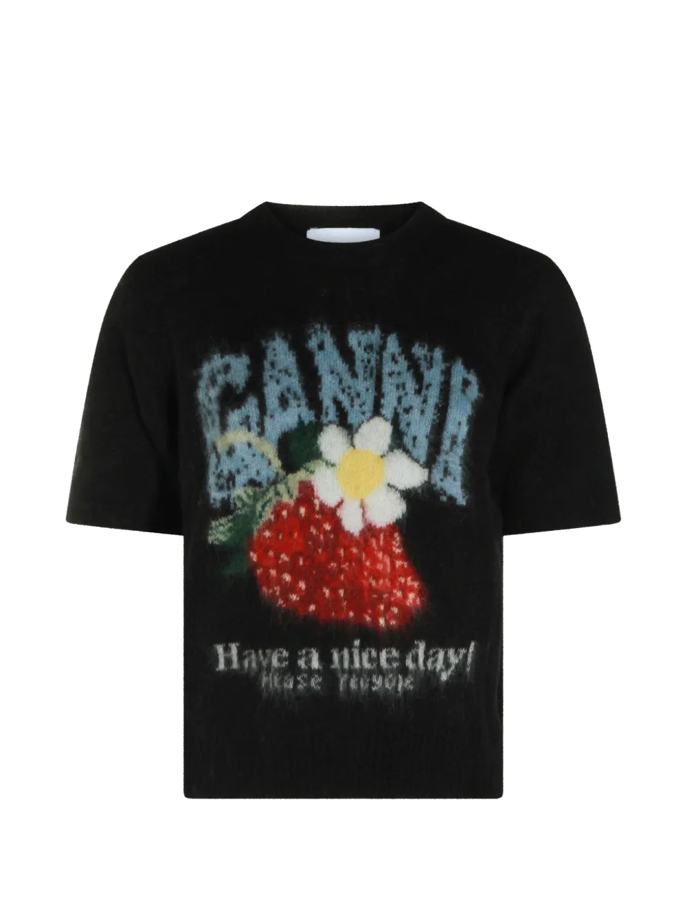 GANNI strawberry-intarsia sweater - Nero