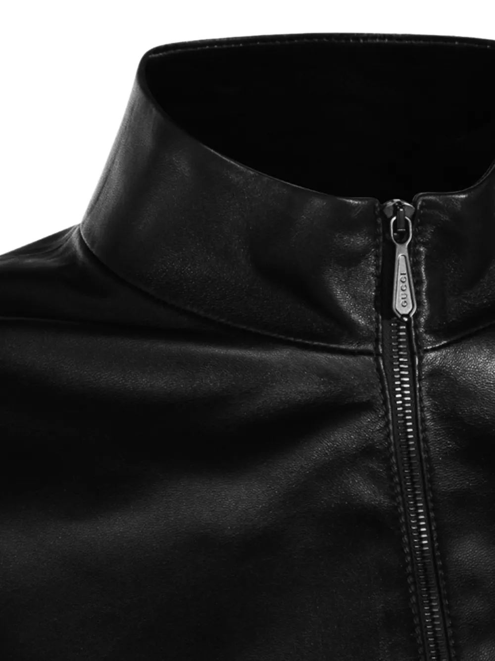 Gucci Leren jack met rits Zwart