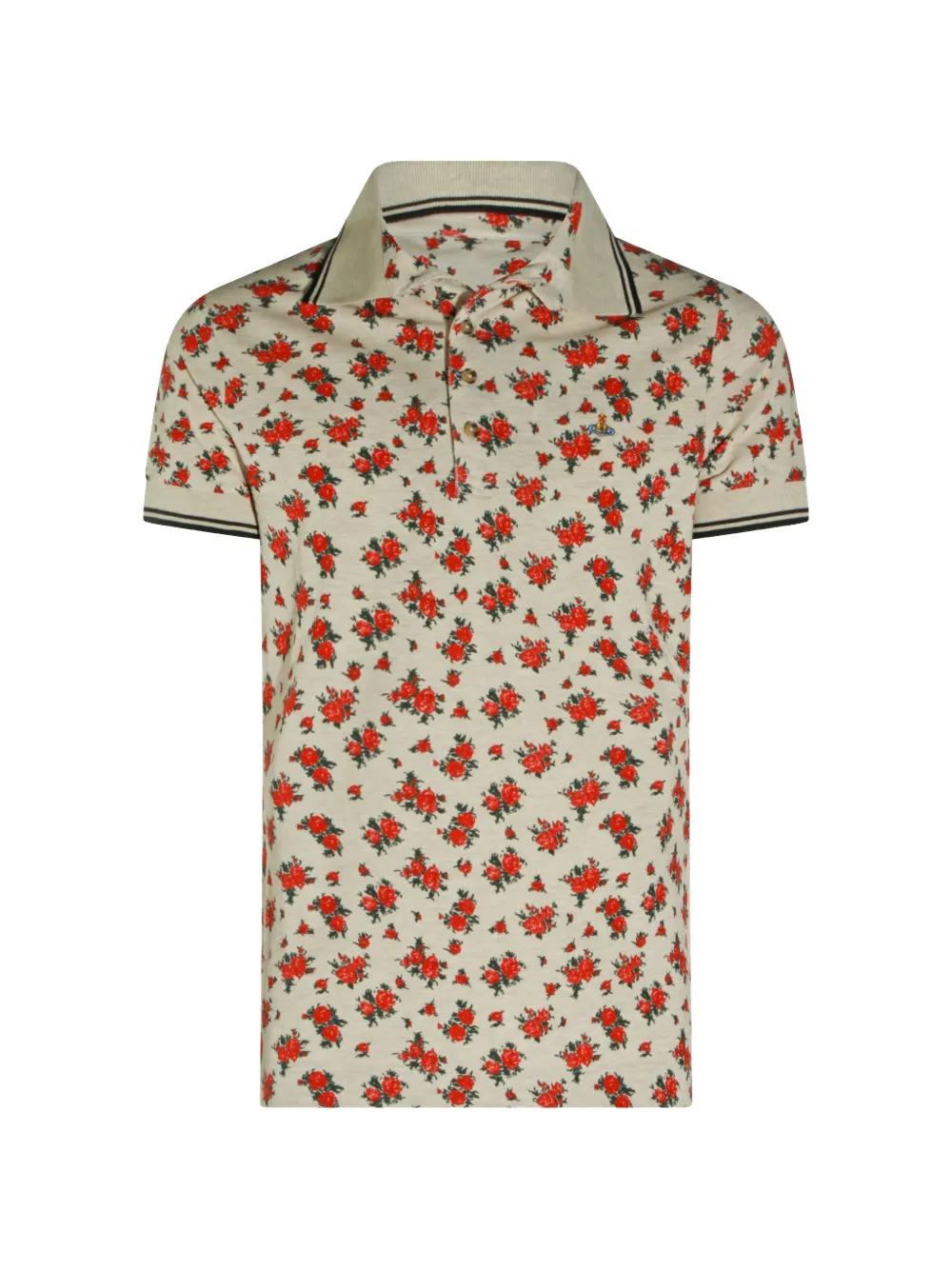 Vivienne Westwood Two Button floral-print polo shirt - Toni neutri