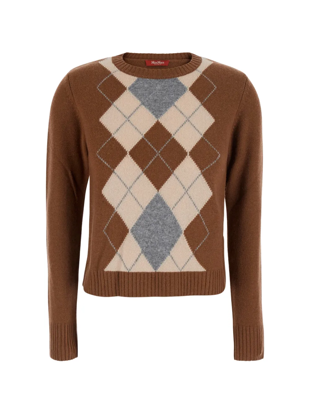 Max Mara Argyle-pattern Sweater In Brown