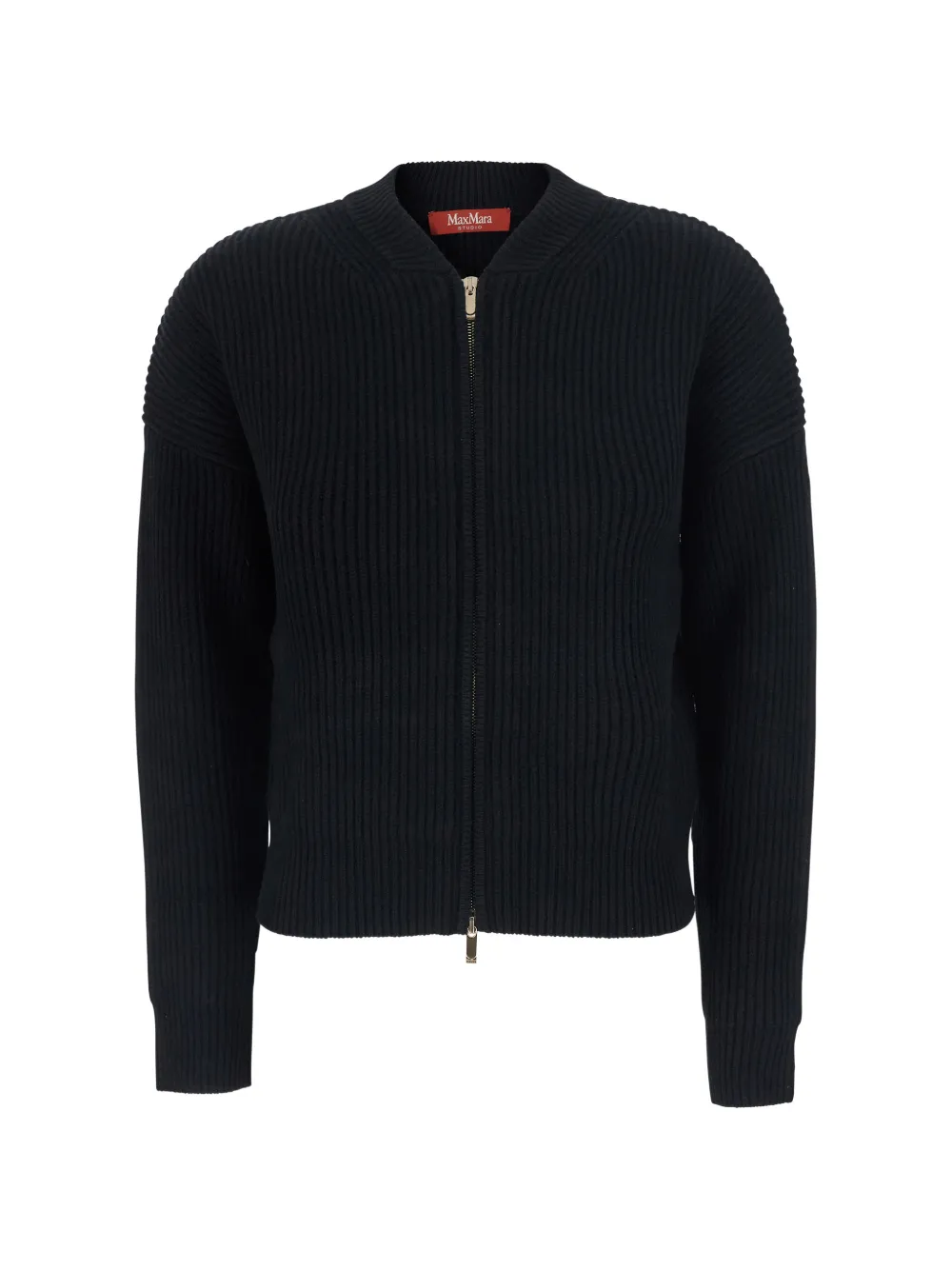 Max Mara ribbed-knit zip-up cardigan - Nero