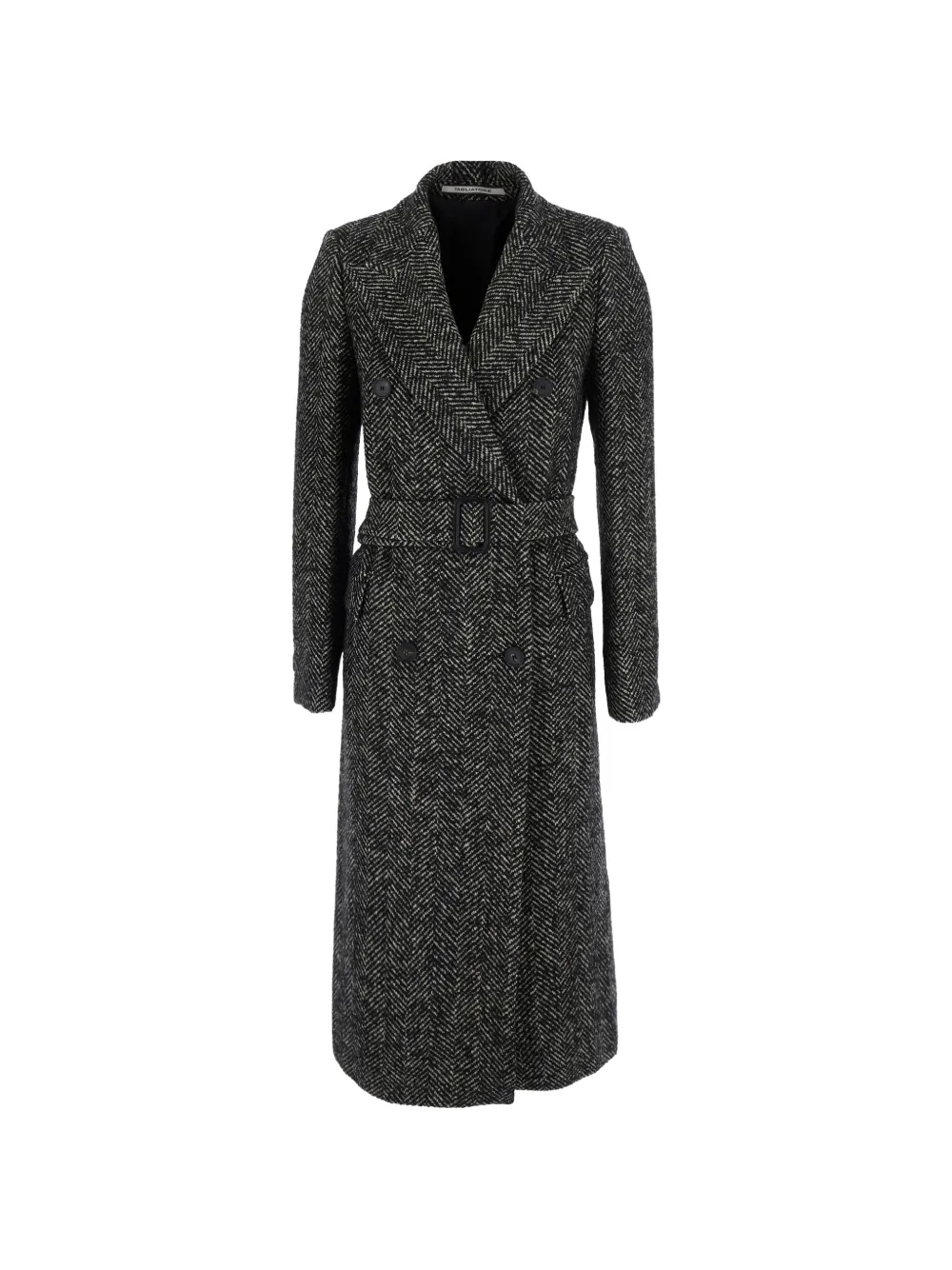 Tagliatore herringbone belted coat - Nero