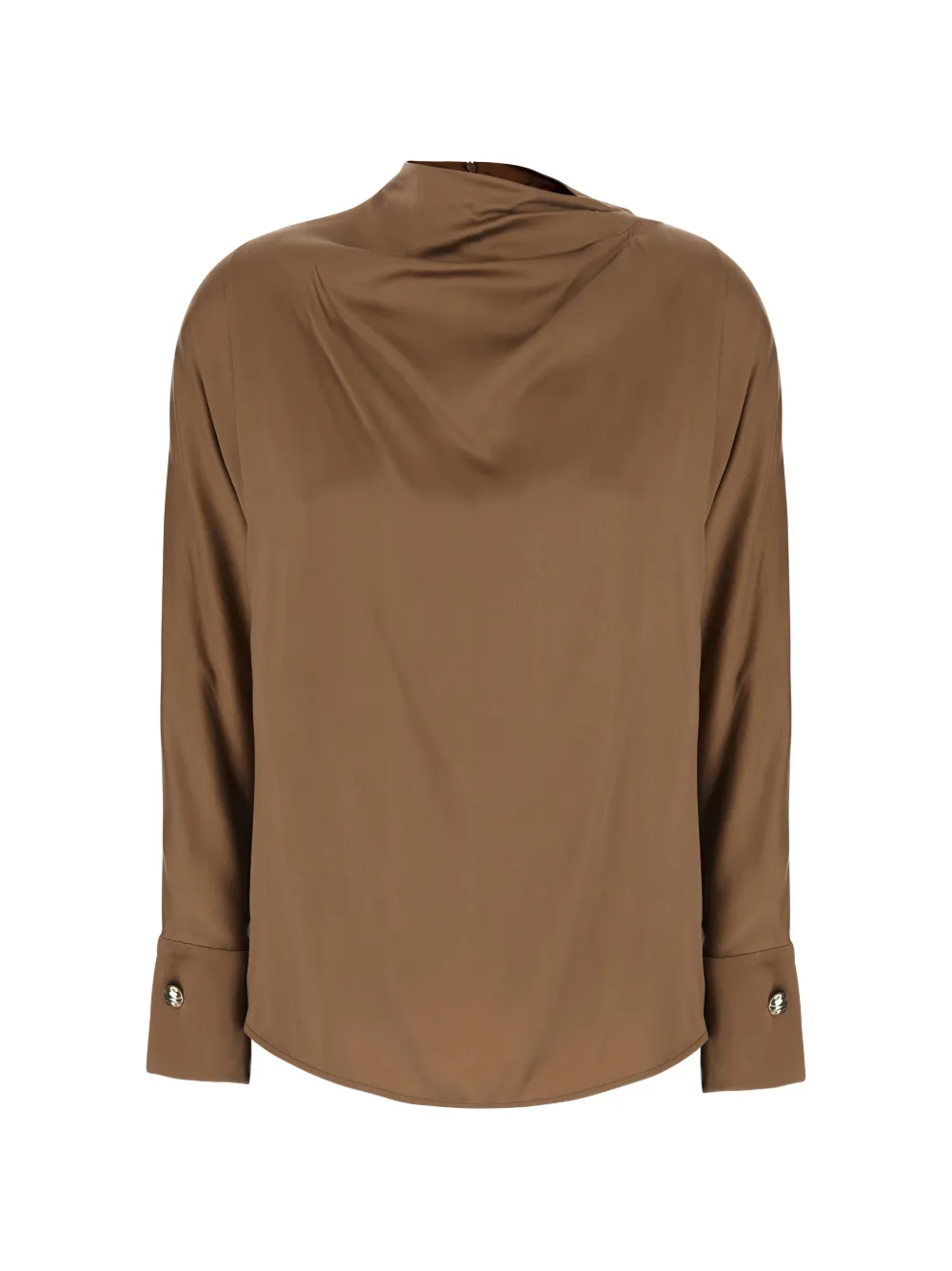 Max Mara draped button-cuff blouse - Marrone