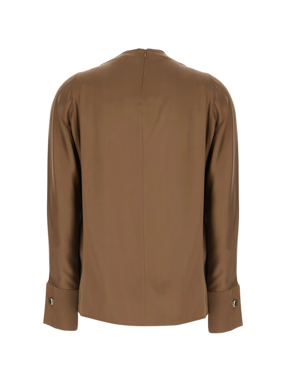 Max Mara Gedrapeerde blouse met knoopmanchetten Bruin