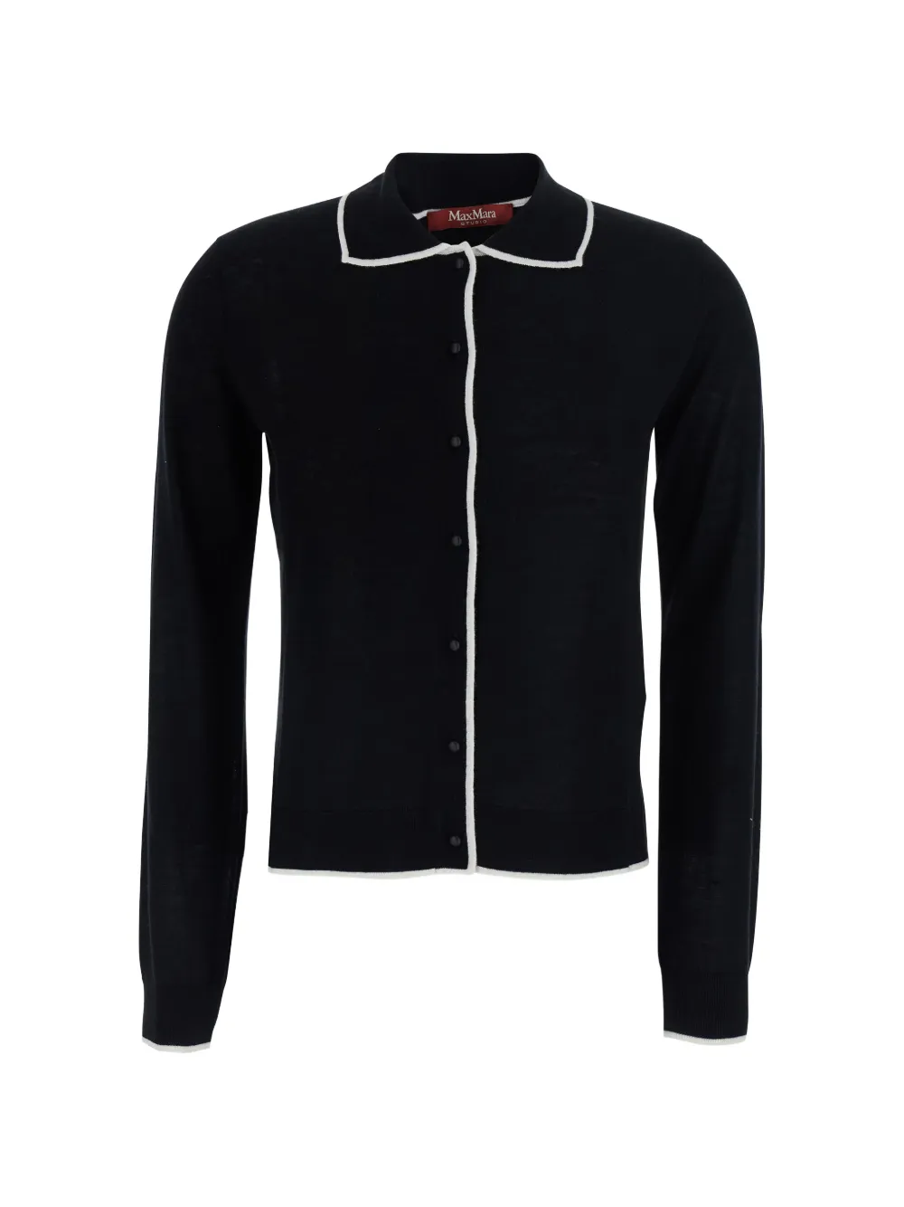 Max Mara contrast-trim collared cardigan - Schwarz
