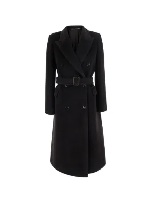 Another Tomorrow Belted Wrap Coat | Black | FARFETCH
