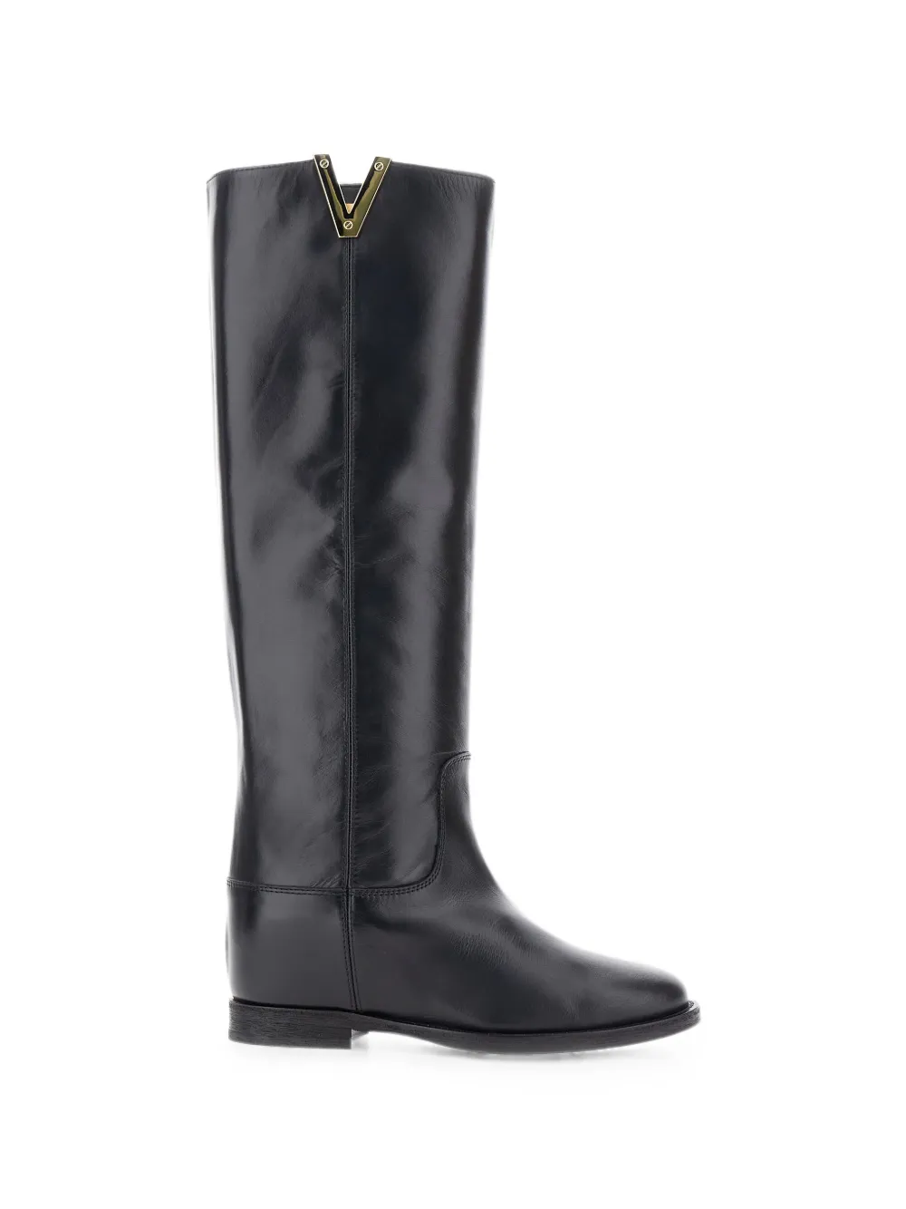 Via Roma 15 logo-plaque cut-out boots Zwart