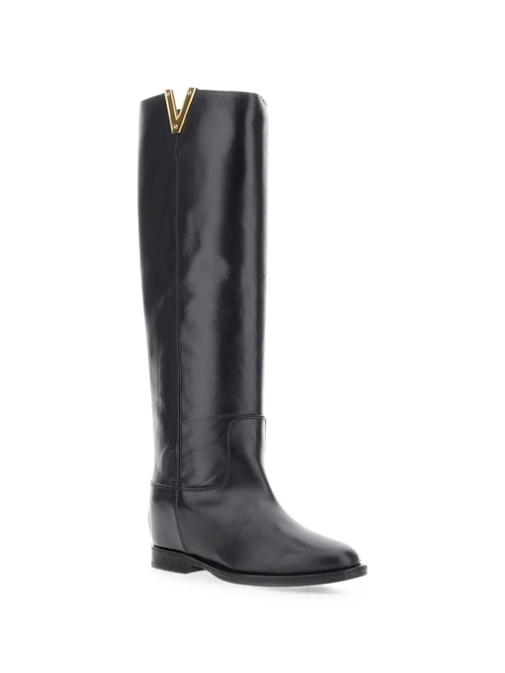 Via Roma 15 logo-plaque cut-out boots Zwart