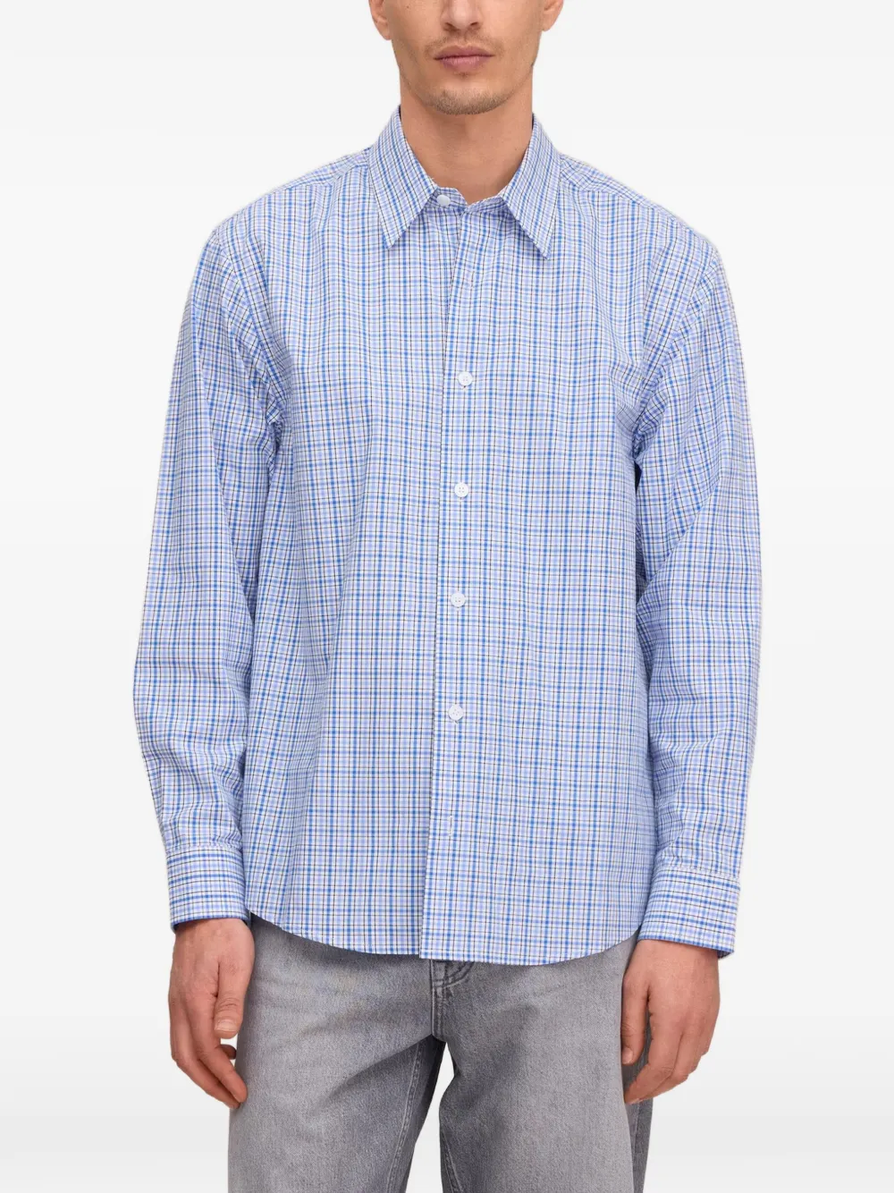 NN07 Quinsy geruit overhemd met lange mouwen Blauw