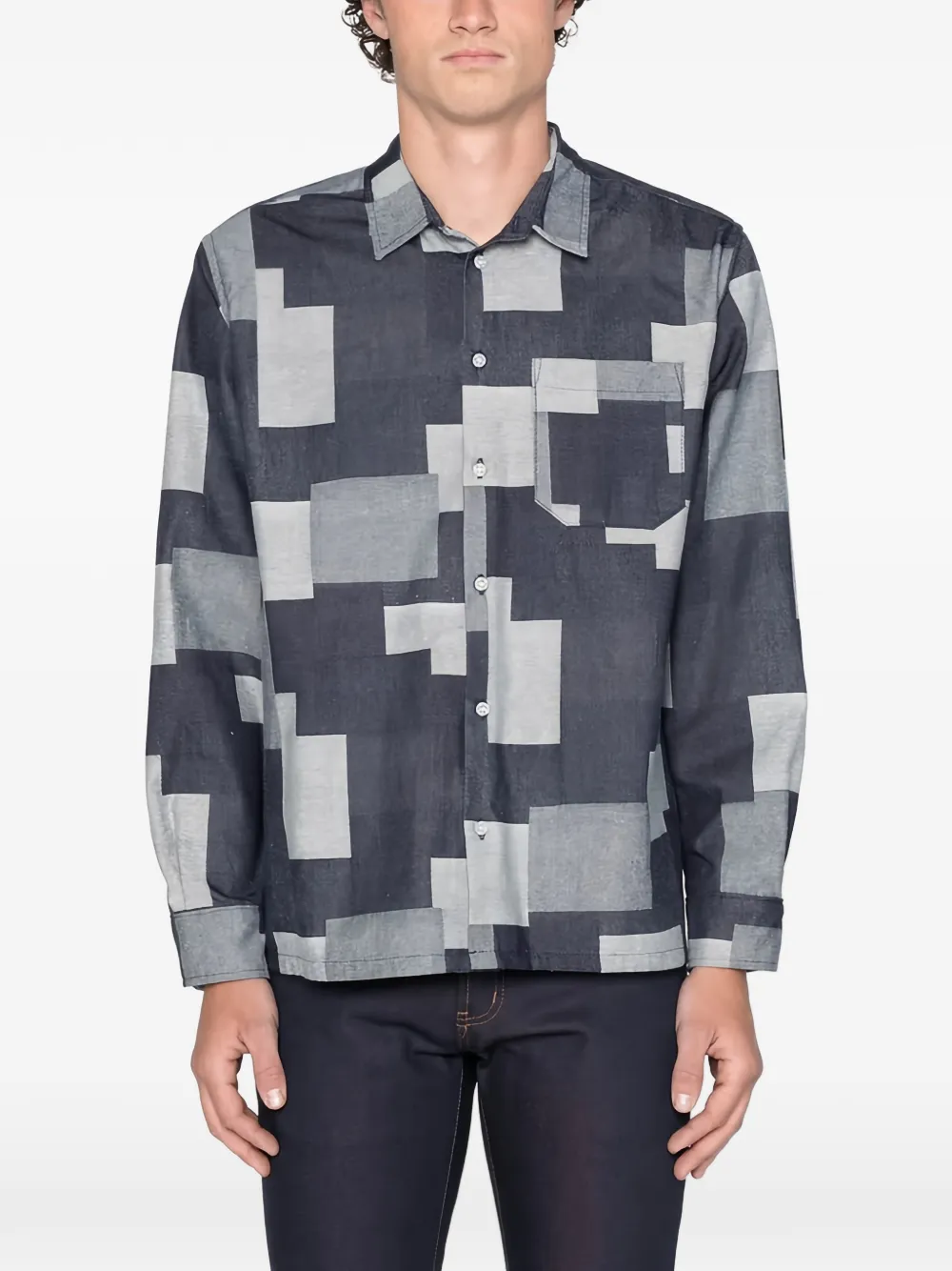 Naked and Famous True overhemd met jacquard-patroon Grijs
