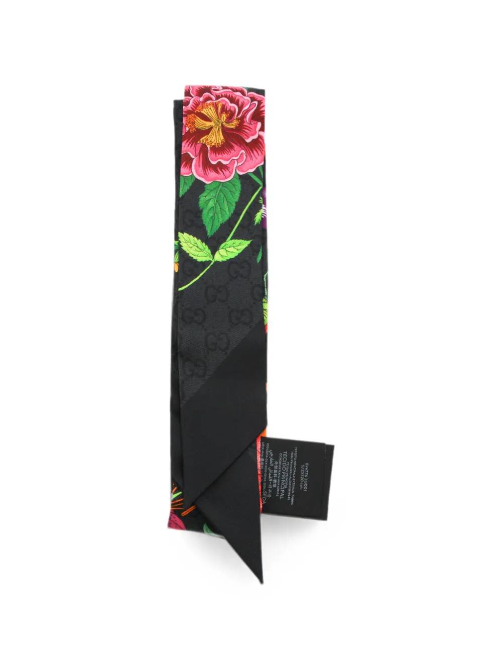 Gucci Foulard con stampa Flora - Nero