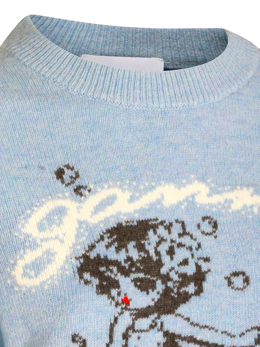 GANNI Intarsia gebreide trui met ronde hals Blauw