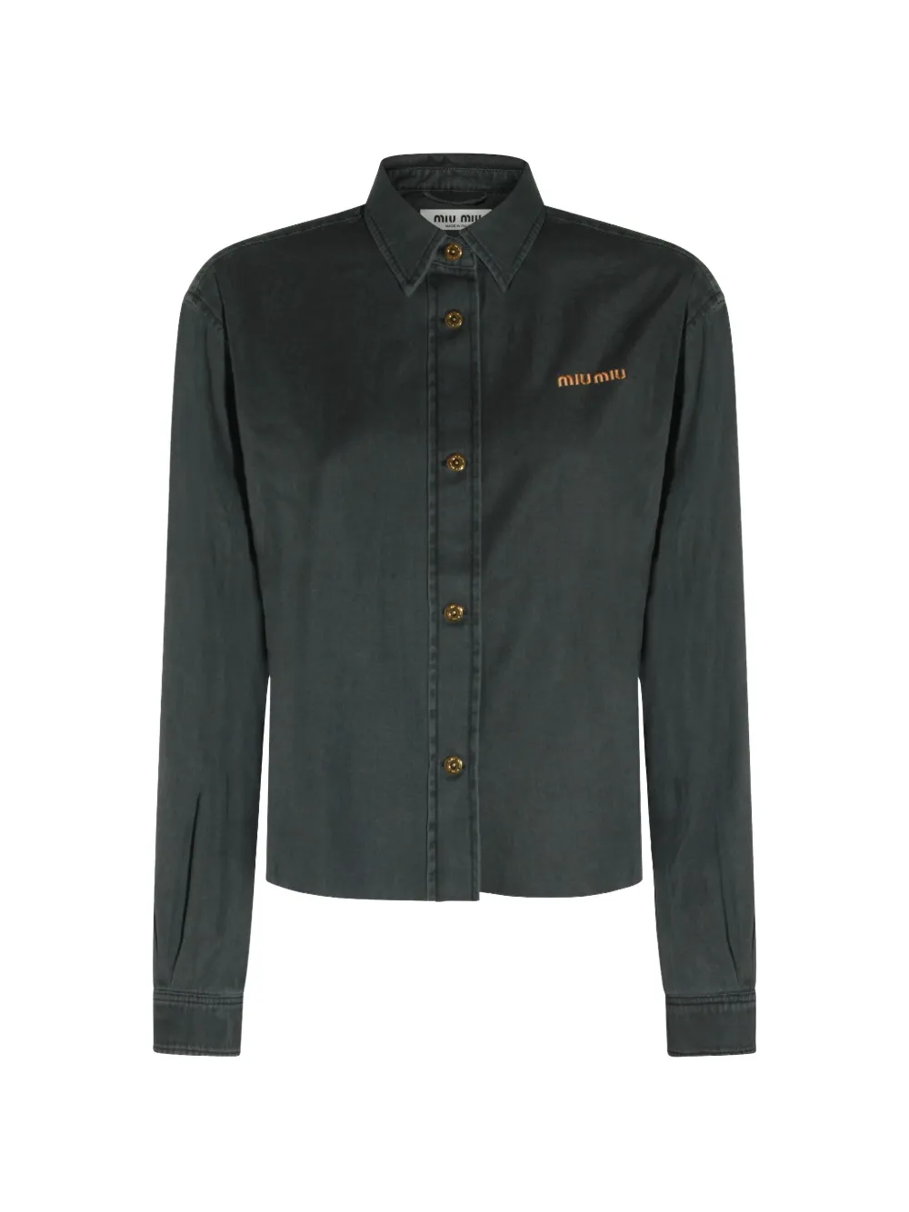 Miu Miu logo-embroidered button-up shirt - Grün