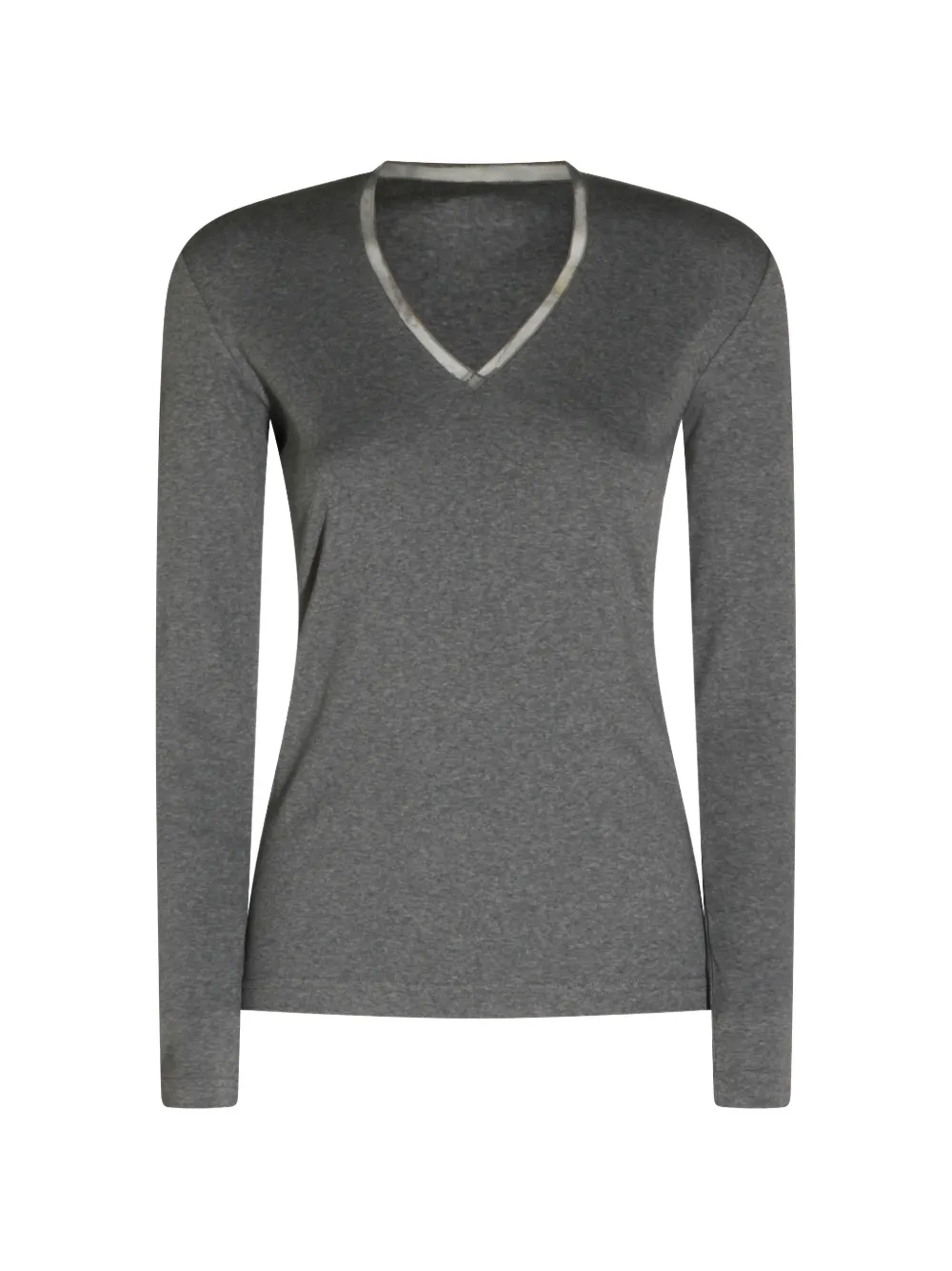 Fabiana Filippi bead-trim V-neck T-shirt - Grau
