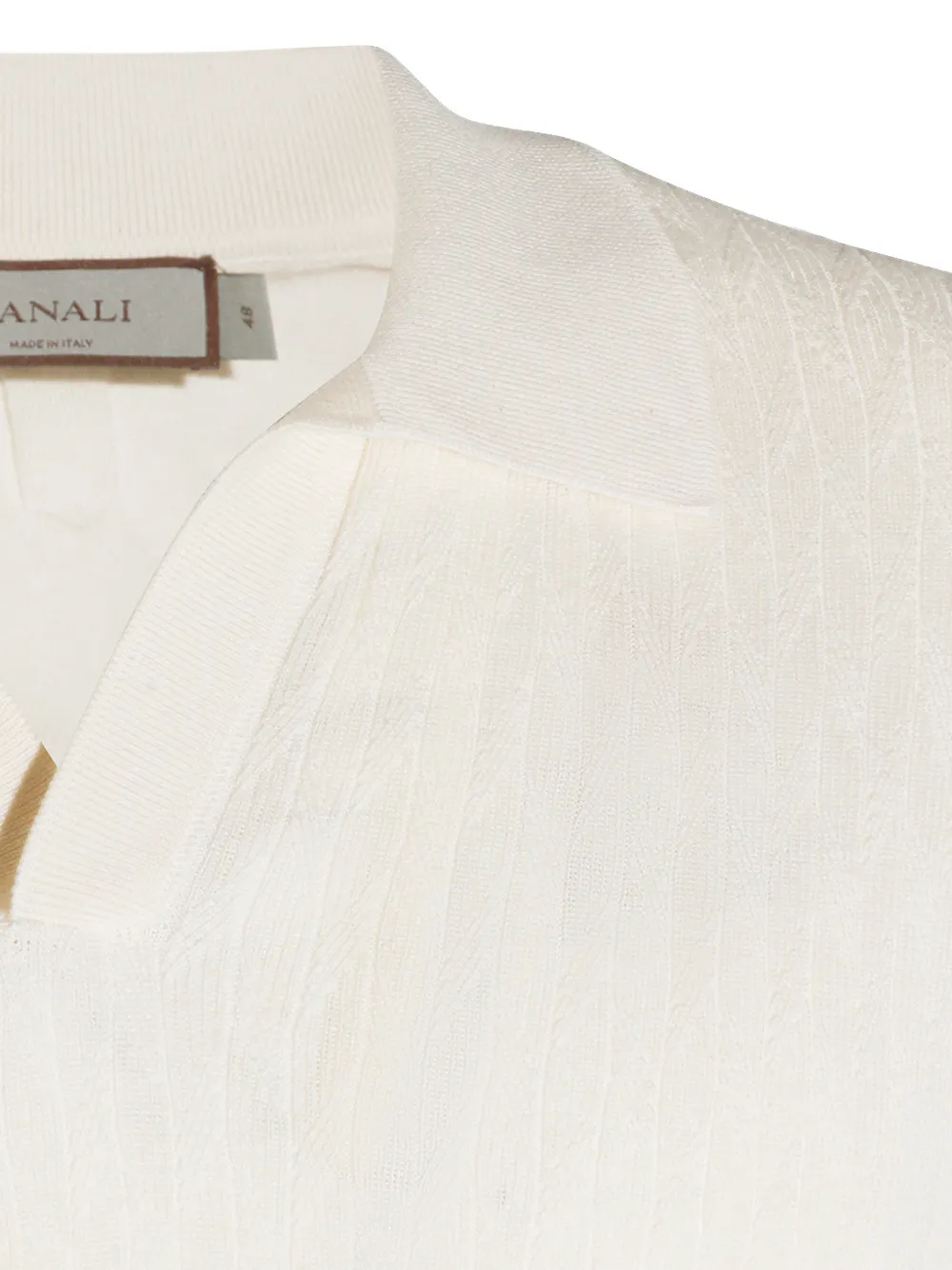 Canali Kabelgebreid T-shirt Beige