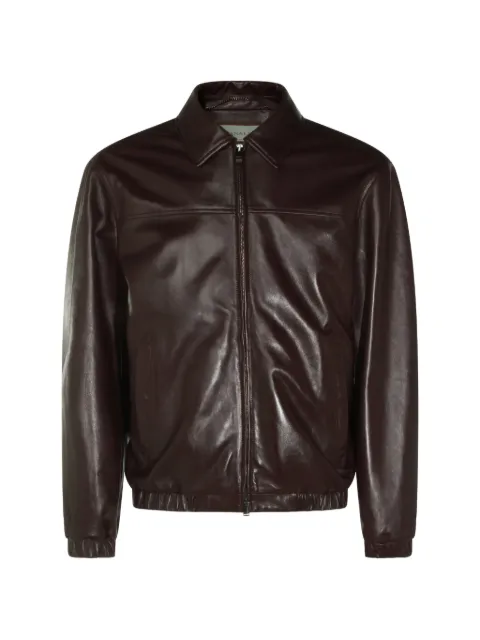 Canali zip-up leather jacket