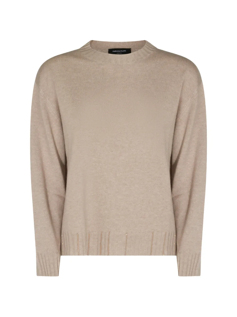 Fabiana Filippi bead-embellished ribbed-trim sweater - Nude