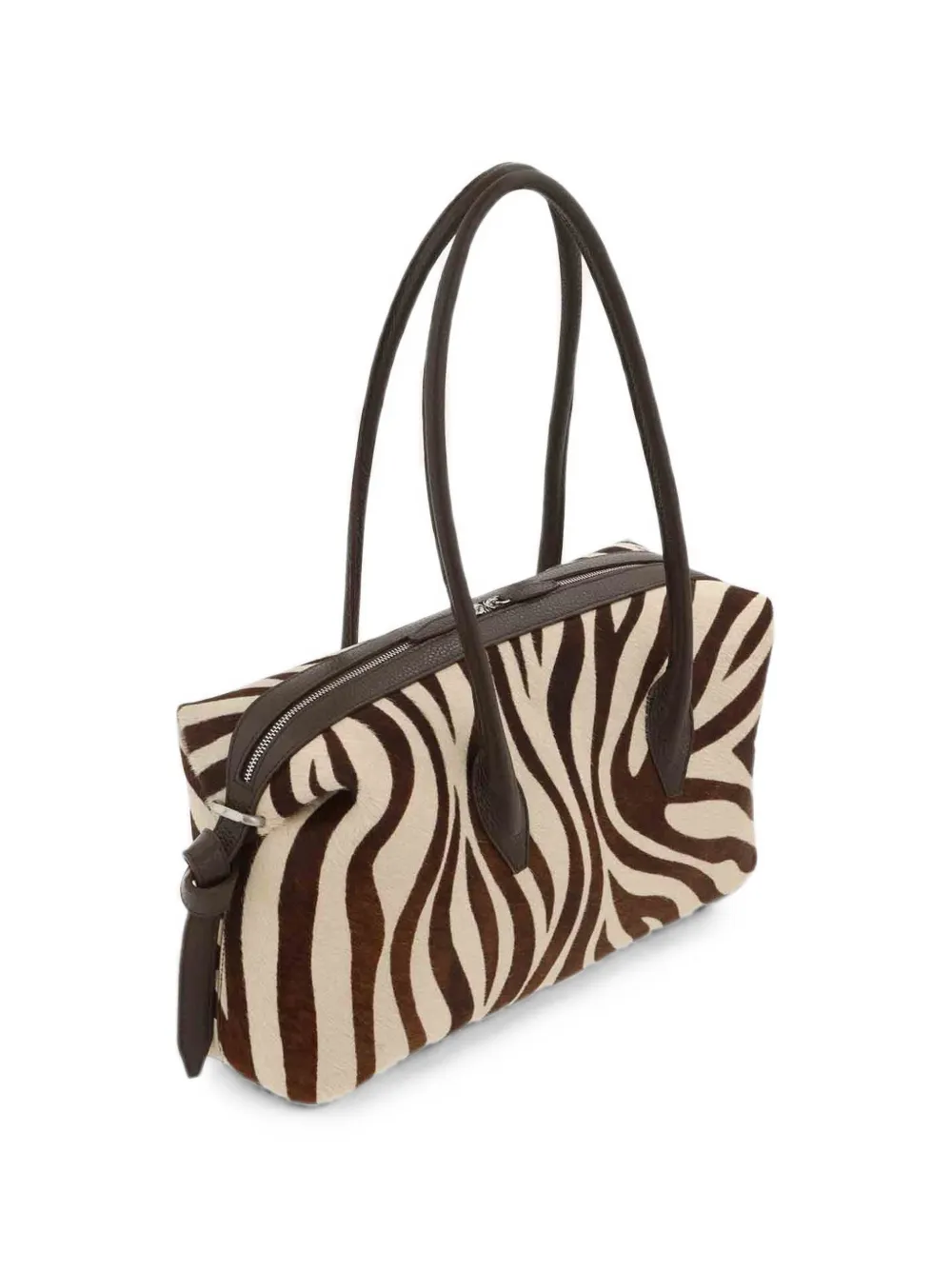 Yuzefi Brioche leren schoudertas met zebraprint Beige