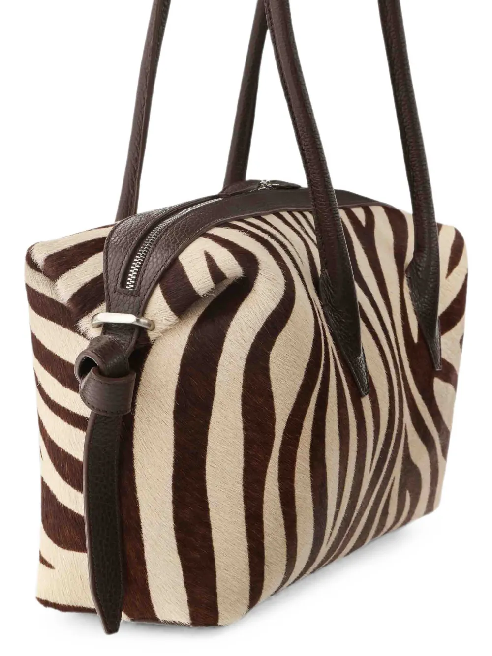 Yuzefi Brioche leren schoudertas met zebraprint Beige