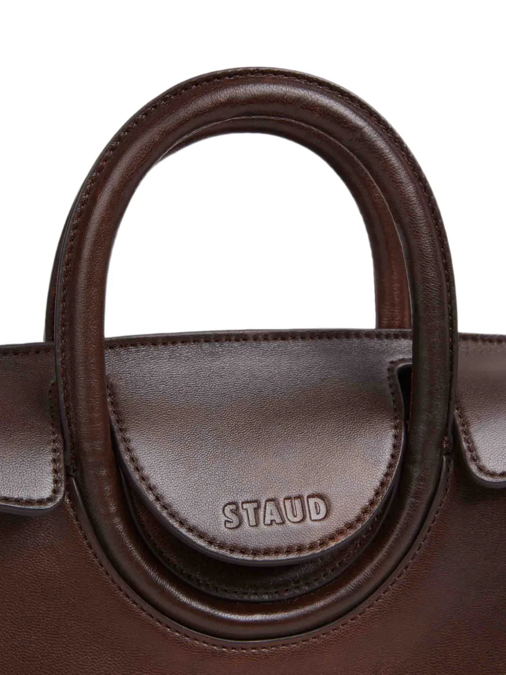STAUD Maude leren shopper Bruin