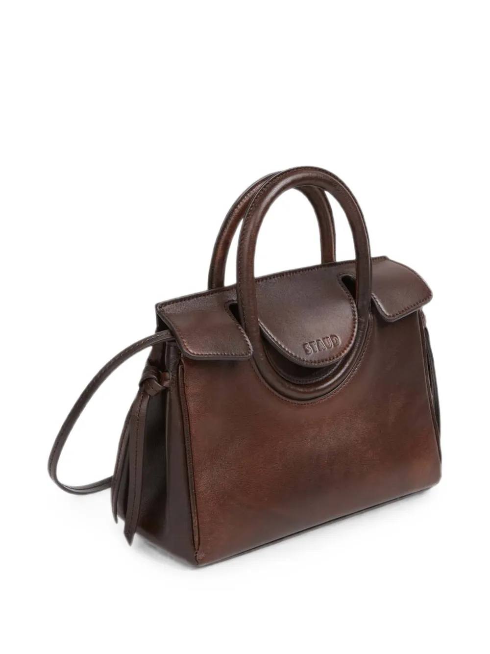 STAUD Maude leren shopper Bruin