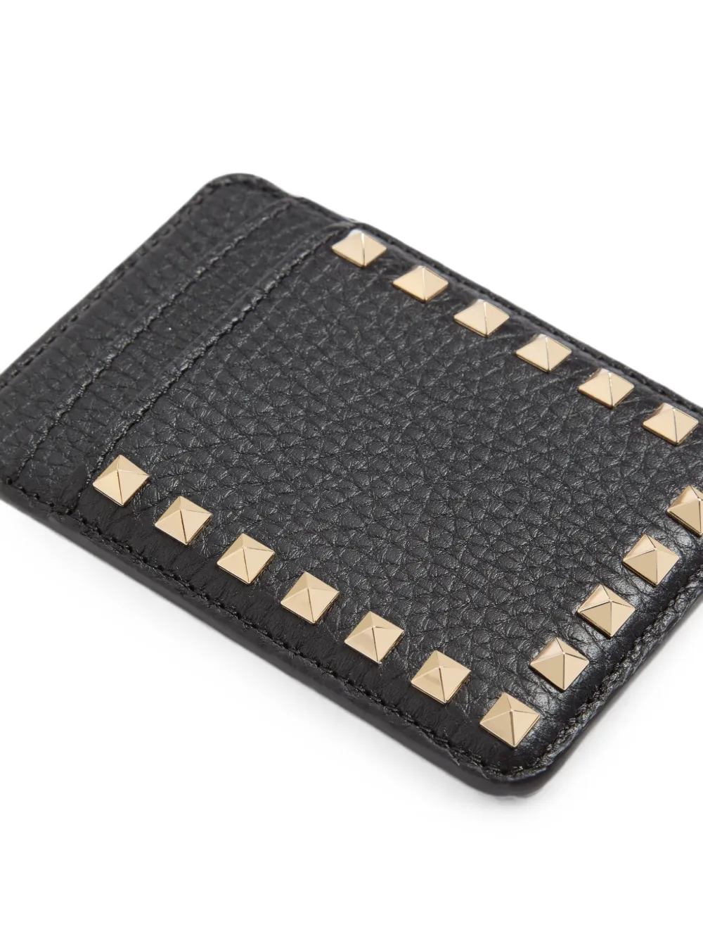 Valentino Garavani Rockstud magnetische pasjeshouder van korrelig kalfsleer Zwart