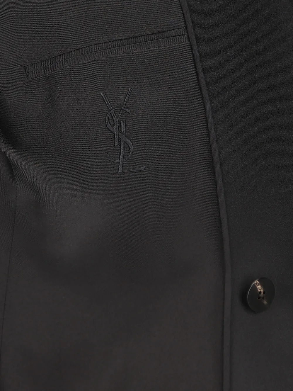 Saint Laurent Jack met dubbele rij knopen en textuur Zwart