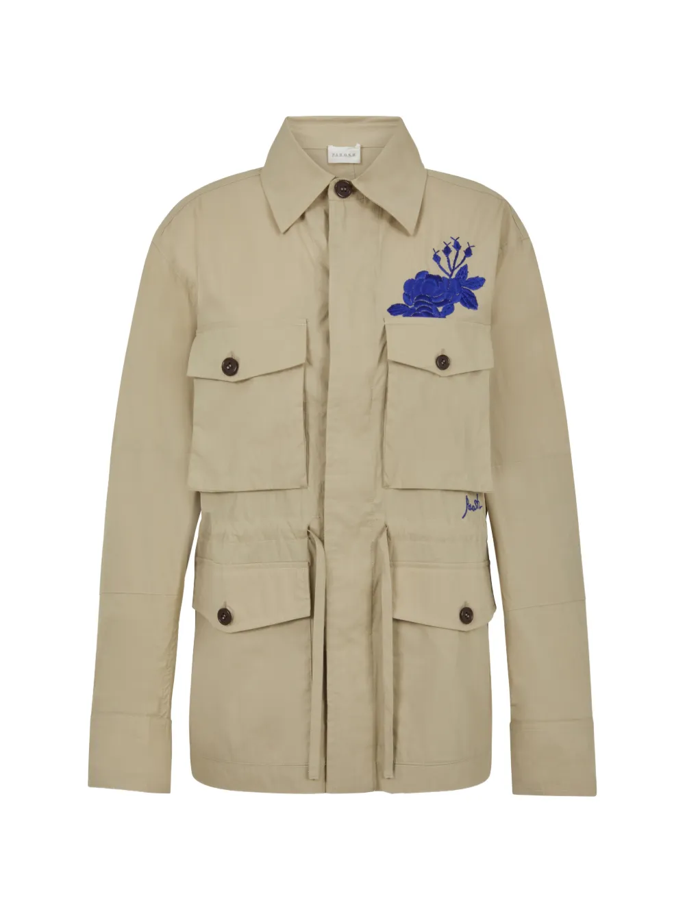 P.A.R.O.S.H. Sahariana floral-embroidered shirt jacket - Neutrals