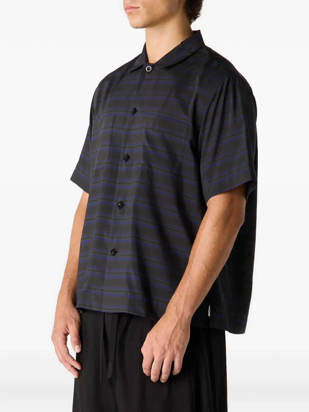 sacai T-shirt met horizontale streep Zwart