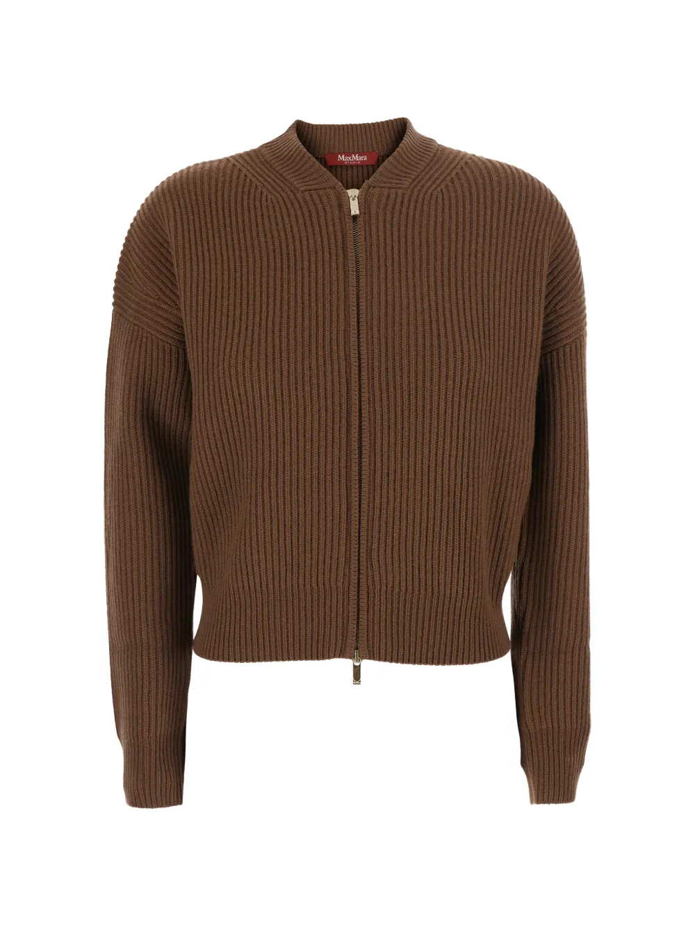 Max Mara ribbed-knit zip-up cardigan - Braun
