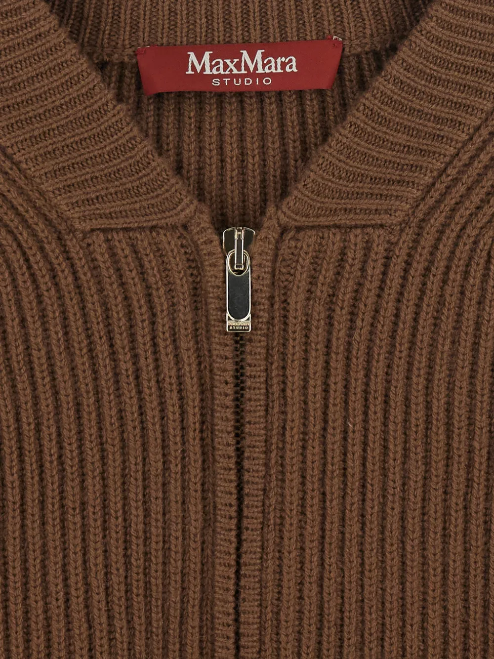 Max Mara ribbed-knit zip-up cardigan Bruin