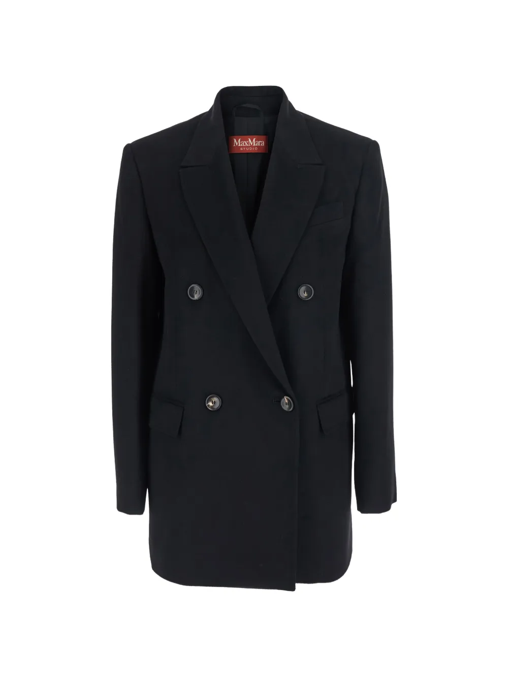 Max Mara double-breasted peaked-lapel jacket Zwart