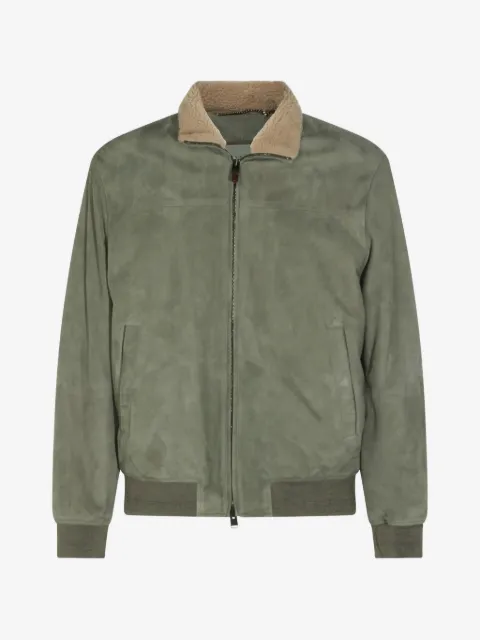 Canali shearling-collar suede jacket
