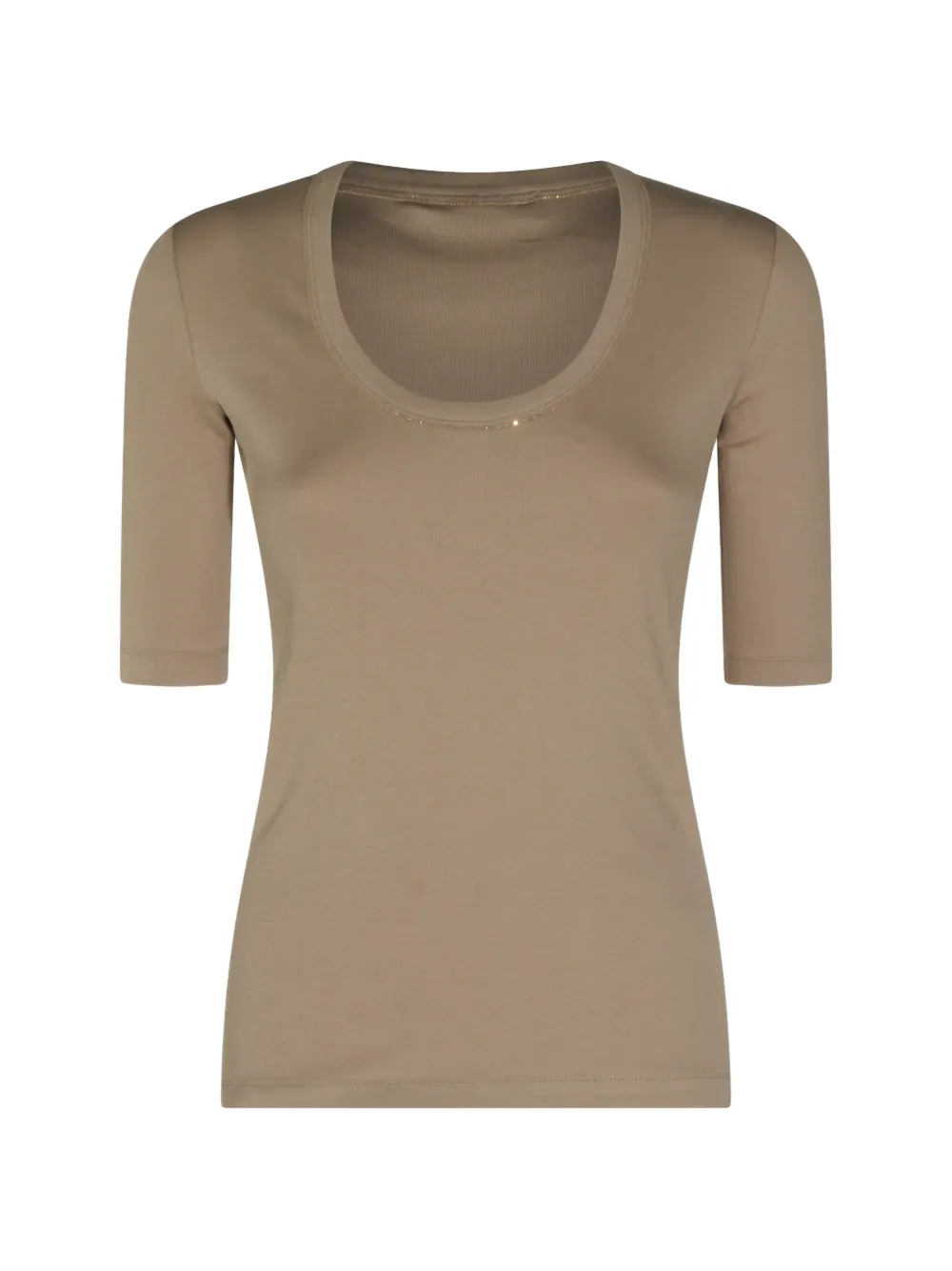 Fabiana Filippi ribbed-knit scoop-neck T-shirt - Nude