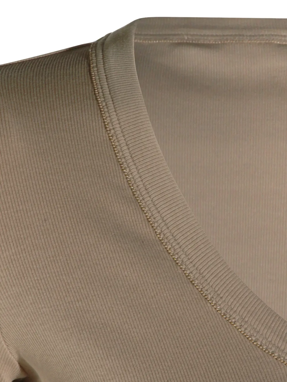 Fabiana Filippi Ribgebreid T-shirt met diepe ronde hals Beige